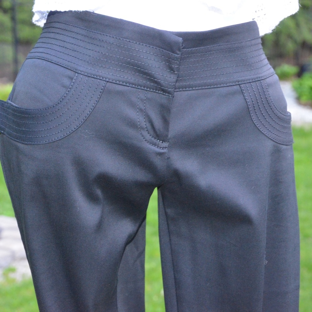 MARCIANO NAVY SLACKS WITH BUTTON & SEAM DETAILING